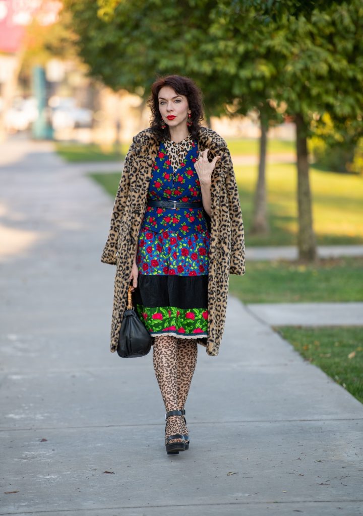 leopard and floral print mixing